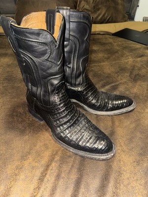 Los Altos BLACK CAIMAN Crocodile Belly Roper WESTERN Boot Round Toe D 698205