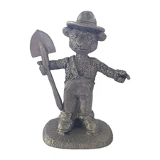 Vintage Pewter Radcliffe Figurine Bear With Shovel
