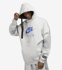 Nike Air Fleece Hoodie Smoke Grey Blue Mens Sz M Brand New