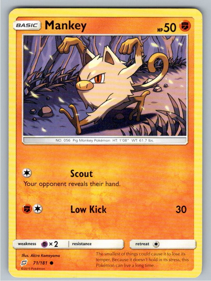 2019 POKEMON MANKEY TEAM UP 71/181 COMMON NM A49395 FREE S&H