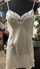 Victoria's Secret VTG 90  s White Satin Slip Dress With Lace Trim Size Medium
