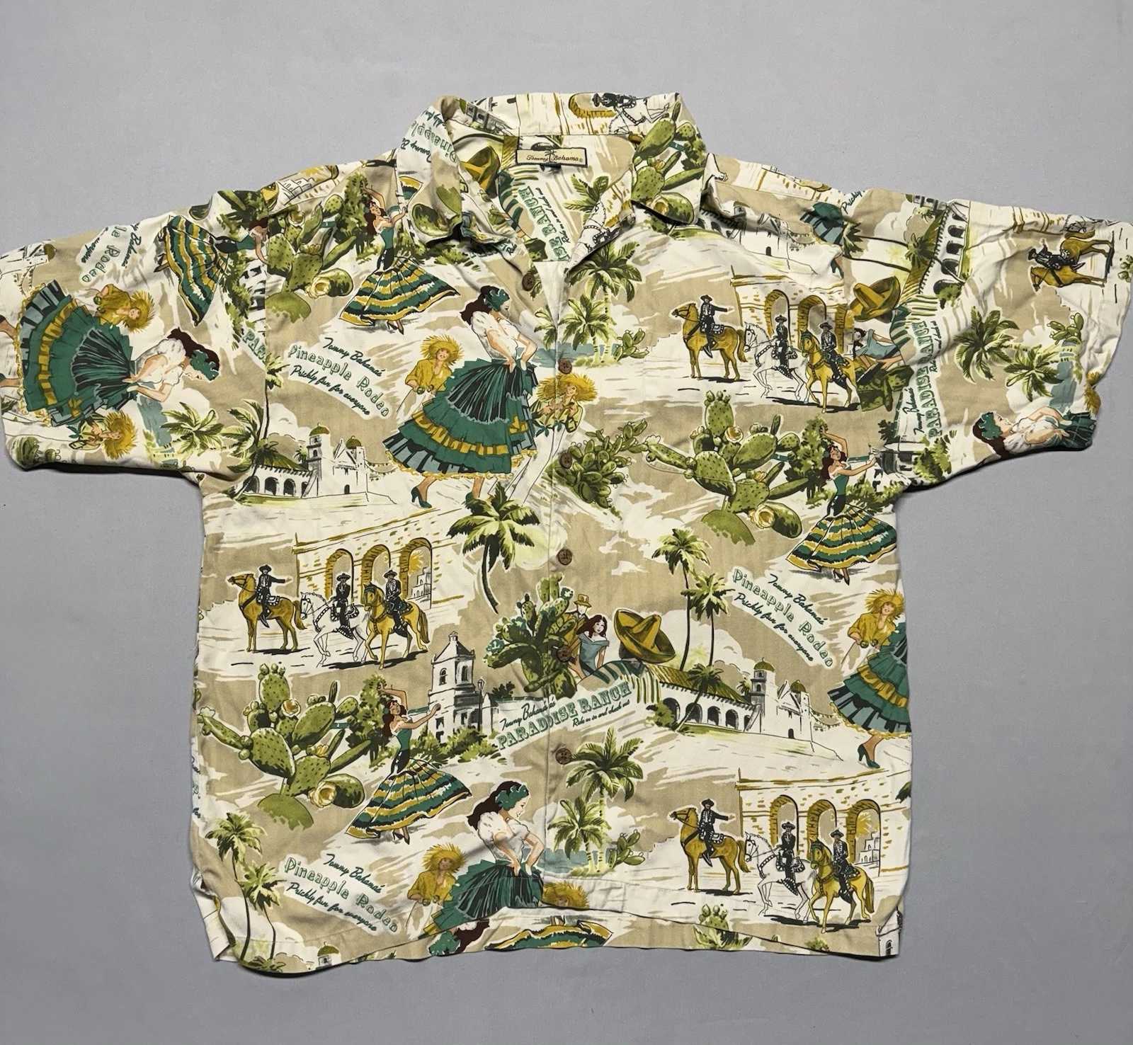 Tommy Bahama Pineapple Rodeo Paradise Ranch Silk Shirt Men’s Sz XL Beach Mexico