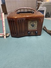 Emerson CV286 Vintage Tube Radio Brown Bakelite Tabletop w/ Handle