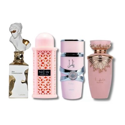 4 Piece Lattafa Combo Set Haya Yara Now Women & Her Confession Eau de Parfum New
