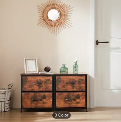 2 Nightstand Bedside Table   2 Fabric Drawers, Storage Cabinet, Modern Spacious