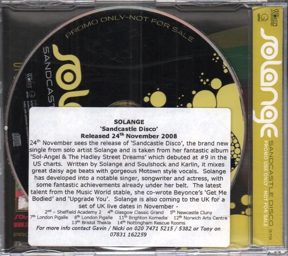 Solange Sandcastle Disco CD Europe Geffen 2008 promo with info sticker and radio - Bild 2 von 2