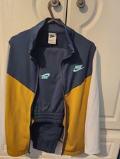 Nike Boys 2-Piece Fleece Tracksuit Full Zip Navy/Yellow/White L 147-158
