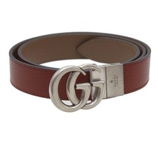 Gucci Belt GG Marmont Leather Brown Silver Hardware Unused Italy Made w/Box