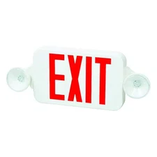 Exit Sign with Emergency Lights, 1 or 2 Faces, LED Lights, Plastic Housing, Ni