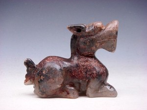 Old Nephrite Jade Stone Carved Sculpture Ancient Foo Dog Lion Sitting #12192402