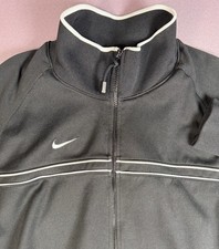 Nike Team Track Windbreaker Sports Jacket Mens XL Black Zip lined Y2K 90s