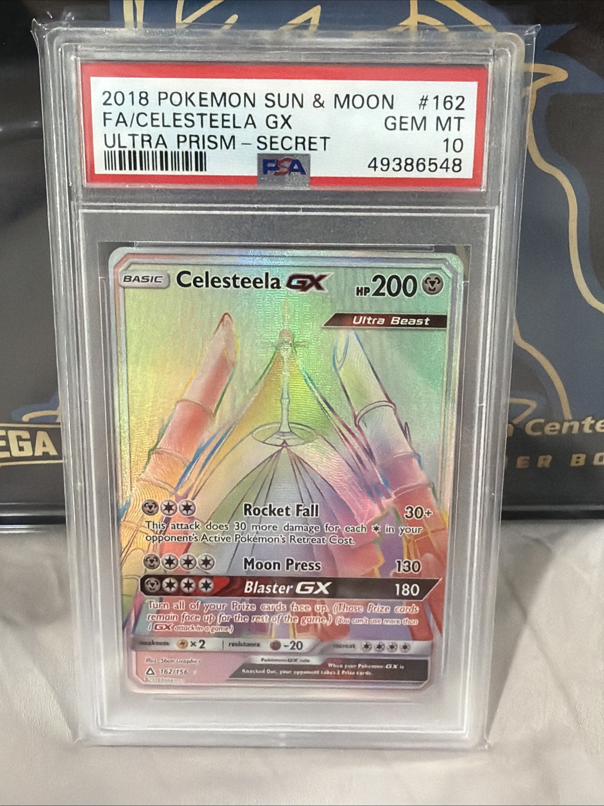 POKEMON ULTRA PRISM CELESTEELA GX #162 SECRET/HYPER RARE HOLO PSA 10 GEM MINT
