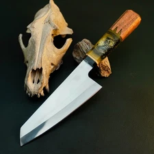 Gift-Ready 12" Damascus / Steel Knife Half Tang Hunt it Hunt + Leather Sheath