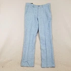 Sons Of Intrigue Pants Mens 34 Blue Chambray Linen Cotton Straight Fit Casual