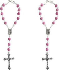 2PCS Car Rosary for Rearview Mirror, Cross Hanging Charm and Med Color: Rosary
