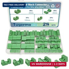 28 Sets 2-5 Pin Screw Terminal Block Connectors Kit 5.08mm PCB Mount 24-12AWG