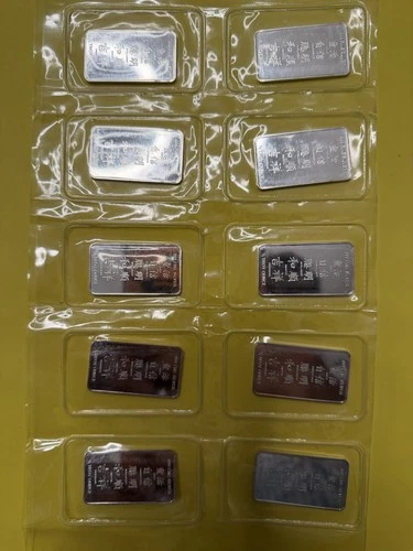 Lot of 10 .50 oz Silver Bullion Bars (5 Oz Total)