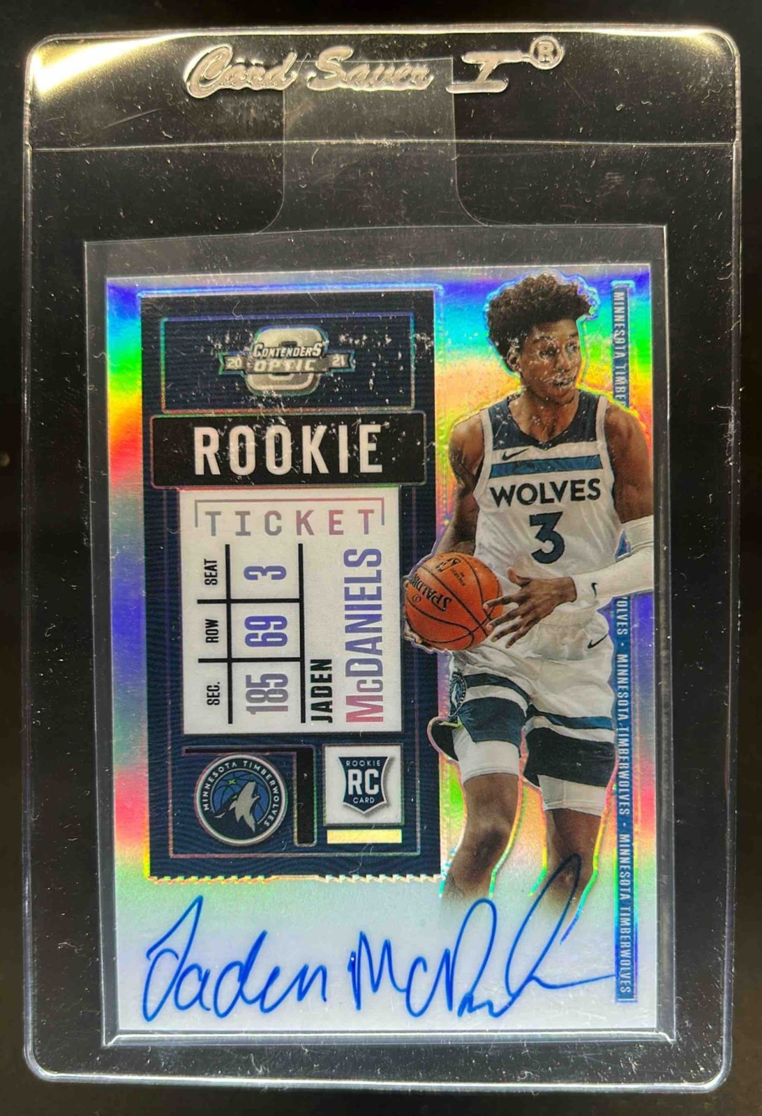 2020-21 Contenders Optic Jaden McDaniels RC Rookie Ticket Auto #101a