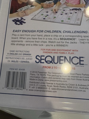 Sequence Board Game, Jax Game- Vintage Game - NEW SEALED [B11] - Picture 7 of 8