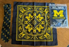 Vintage University of Michigan Necktie, Bandana, Poncho - New