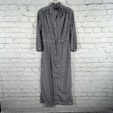 Banana Republic Black & White Button Front Drawstring Tie Waist Maxi Dress (E16)
