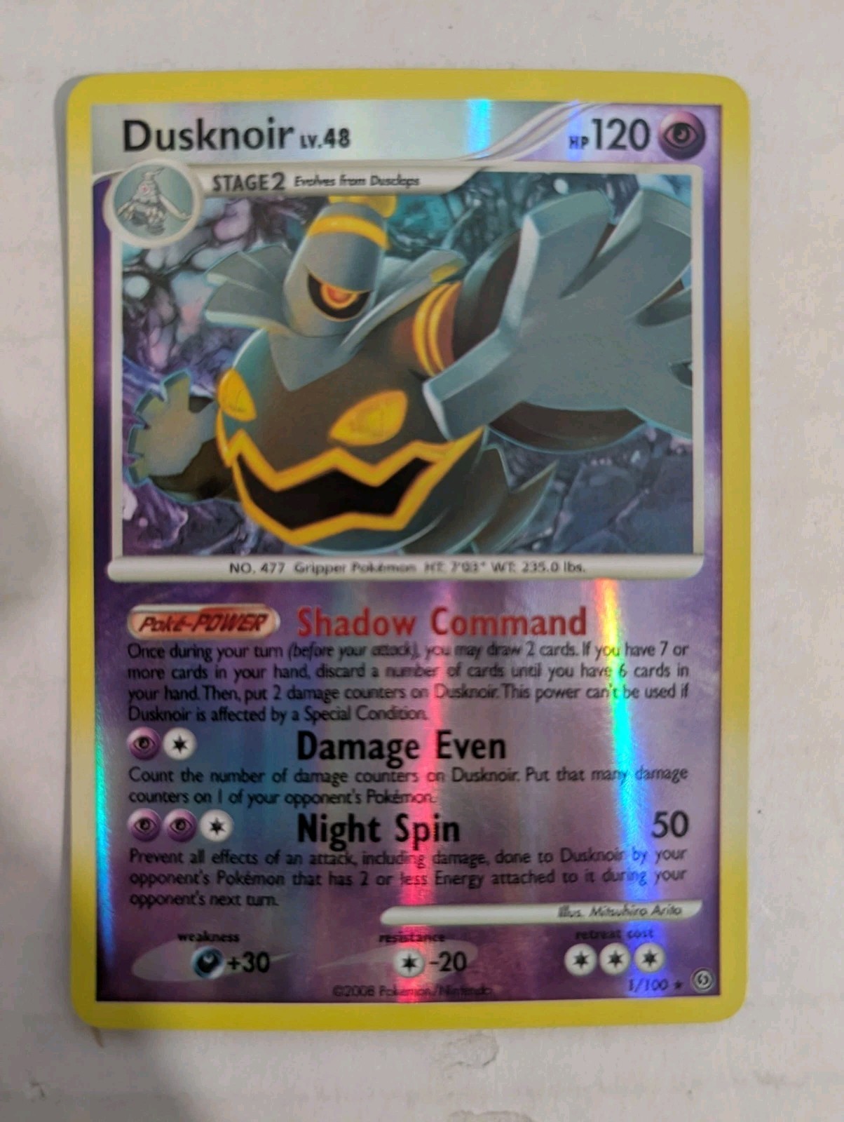 Dusknoir 1/100 Reverse Holo Rare Stormfront Pokemon NM With Tracking