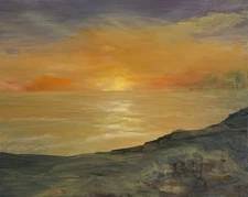 “Orange Sunset” New Oil on Canvas by Gina Vann 16 in. x 20 in. Large Unframed