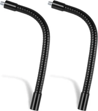 2PCS 8" Gooseneck, 1/4"-20 Female to Male Thread Metal Universal Hose, Black 