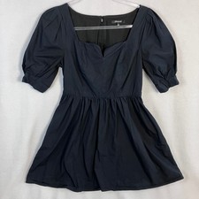 Madewell A-Line Sweetheart Neck Mini Dress Women's Size 2 Black Puff Sleeve