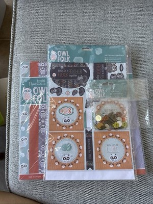 Docrafts Papermania Owl Folk Decoupage Paper Pack And Charm Pack Combo New
