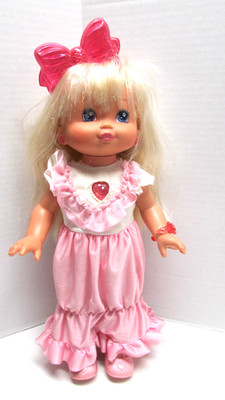 Mattel PJ Sparkles Bow Heart Jewelry Lights Up Doll 16'' 1988 WORKS