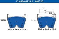 ATE Bremsbelagsatz, Scheibenbremse 13.0460-4720.2 FüR Audi