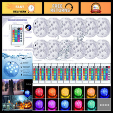 12 Pack Submersible LED Lights with Remote - Waterproof Color Changing Pool Ho