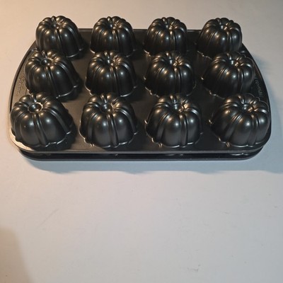 2x Nordic Ware Mini Bundt Fluted Muffin 12 Cakes Cupcake Pan Non Stick Aluminum