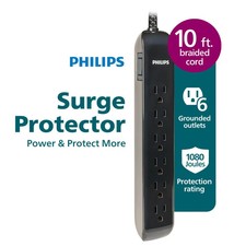 6 outlet surge protector with 10ft cord and 8ft extenchion cord with 3 outlets
