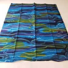 Blue Batik Fabric Remnant 18x21 Quilting Craft Piece Multicolor Wave