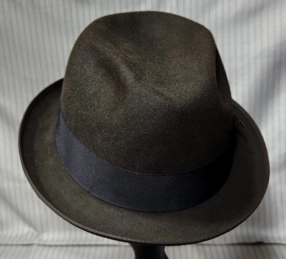 Vintage ROYAL STETSON Fedora Hat - Black-Walnut Brown Fur Finish ~ 7 - Image 4 of 4
