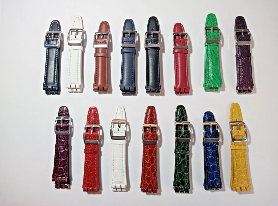 CINTURINO IN PELLE X SWATCH IRONY IN CUOIO LISCIO E STAMPATI ATTACCO 19 MM.