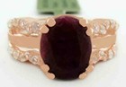 GENUINE 2.84 Cts RUBY & WHITE SAPPHIRES RING 14K ROSE GOLD PLATED (.925) - NWT — photo 1