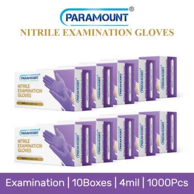 PARAMOUNT  Purple Exam Nitrile Gloves Powder-Free 4mil XL1000 PCS