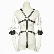 New Chain Top Bra Set PU Leather Cupless Lingerie for Women Body Harness Corset