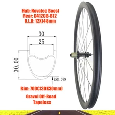 700C Gravel Off-Road Rear Carbon Wheel 24Hole Rim Deep 30mm Wide 30mm Boost Hub