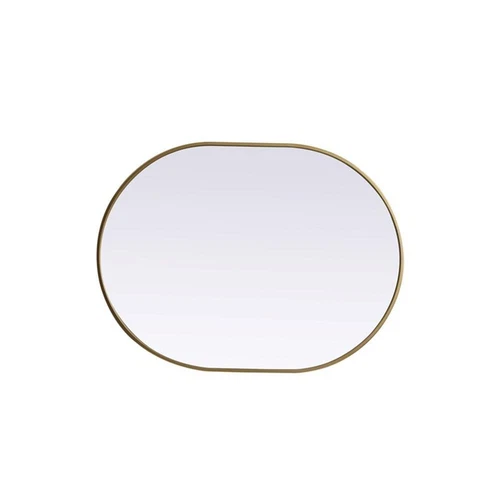 Elegant Decor Asha 30x40" Oval Modern MDF Wood/Iron Mirror in Brass - Picture 3 of 11