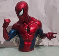 marvel 2006 monogram international SPIDERMAN BUST  bank metallic red / gold web