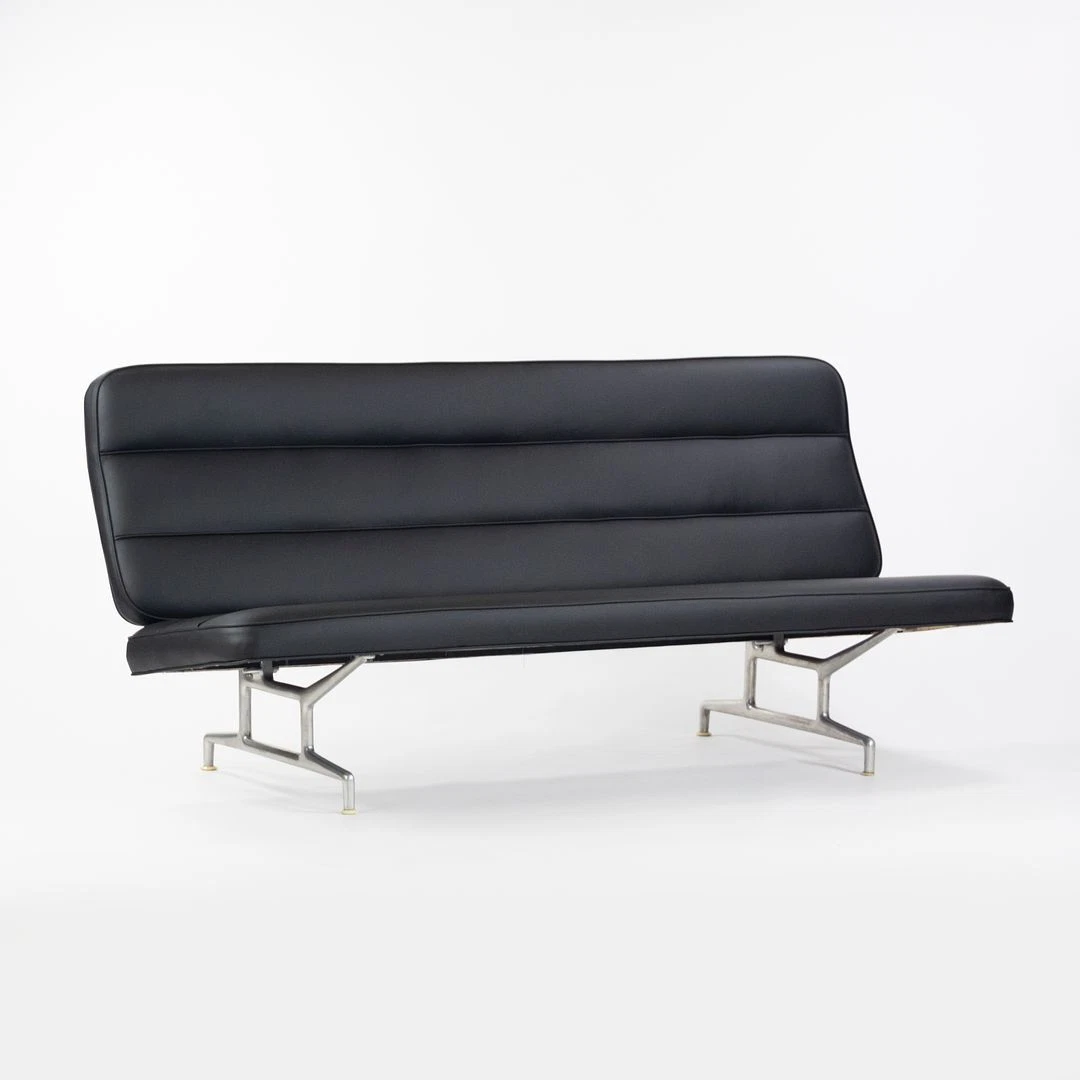 1964 Eames for Herman Miller 3473 Sofa with Re-done Black Naugahyde Upholstery