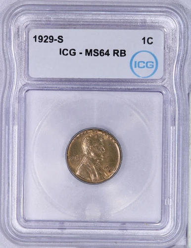 1929-S Lincoln Cent 1c ICG MS64 RB