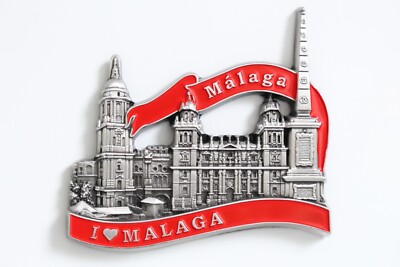 3D - MALAGA - SPANIEN - Souvenir Kühlschrankmagnet Küche Deko Urlaub Geschenk - Metall