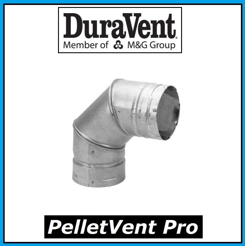 DURAVENT PELLETVENT PRO Pipe 3" Diameter 90 Degree Elbow #3P