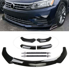 Front Bumper Lip Chin Spoiler With Strut Rod For Vw Jetta Mk6 Mk7 Glossy Black
