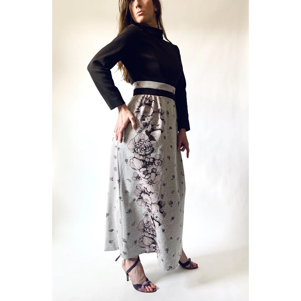 vintage 1970S floral print empire waist dress  70s folded collar maxi - Image 4 of 4